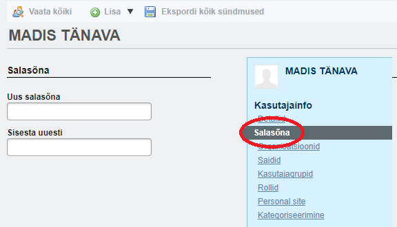 Salasõna määramine KOVTP