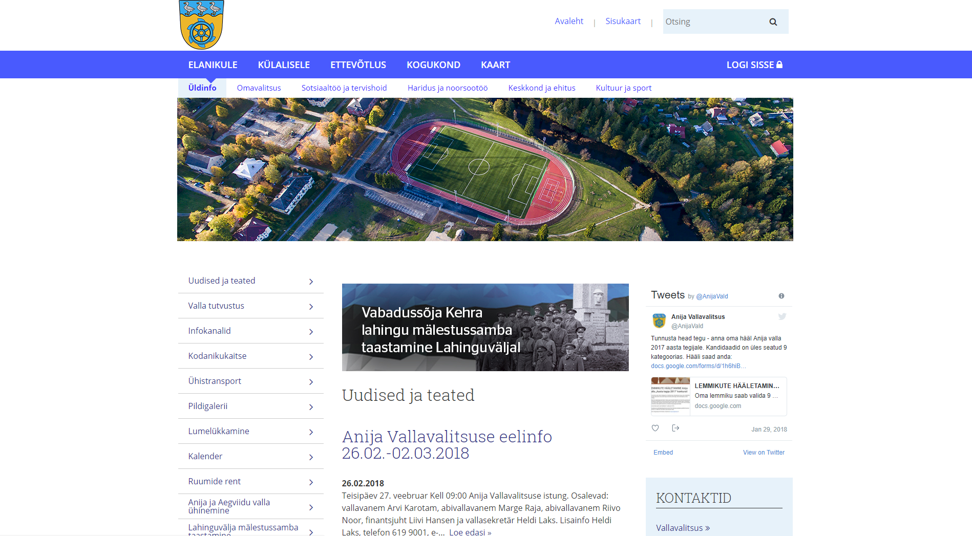 Anija valla veebilehe kuvatõmmis