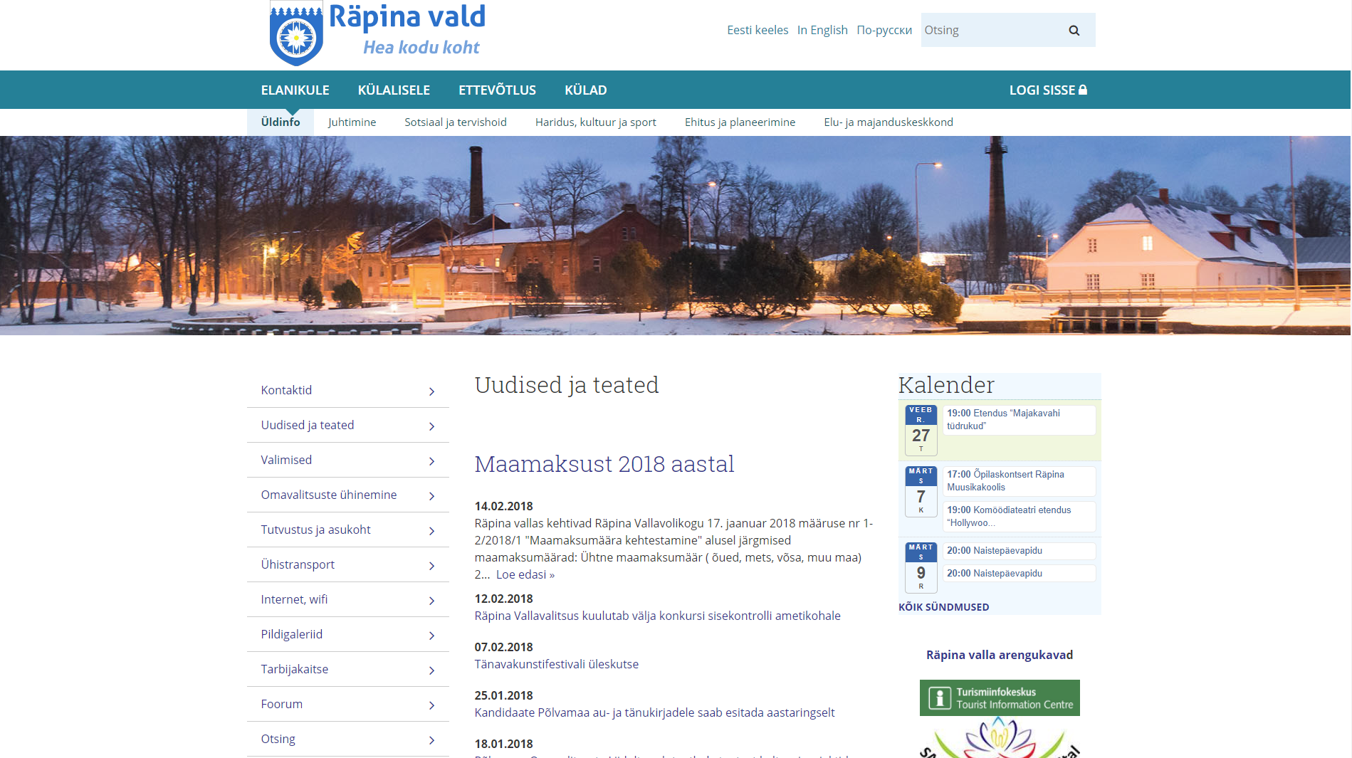 Räpina valla veebilehe kuvatõmmis