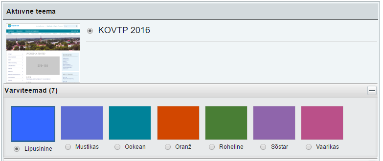 Värviteema valik